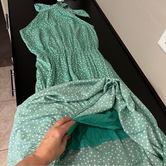 PRETTYGARDEN Halter Neck Sleeveless Maxi Dress tiered Sundress, polka dot, sz S - Picture 8 of 16